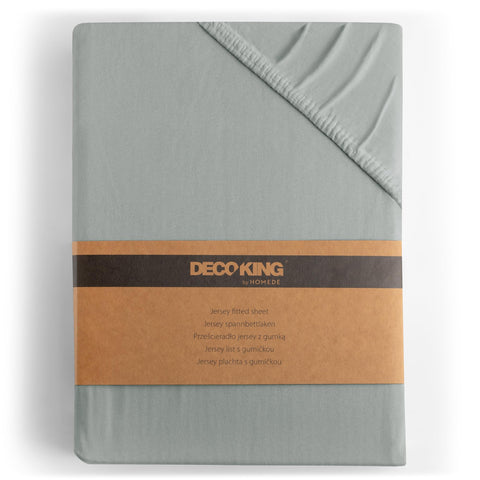 DecoKing Fitted Sheet Super King Cotton Jersey Boxspring, Amber Collection, 160x200-180x200 cm Steel Grey Silver
