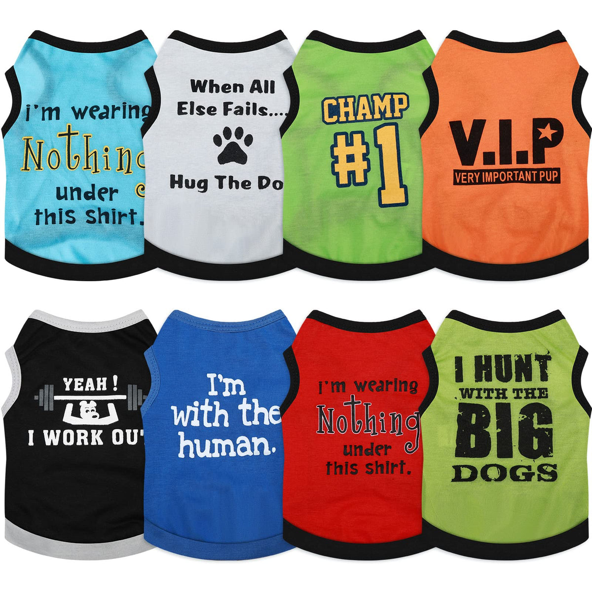 8 Pieces Dog Shirts Boy Funny Printed Puppy Clothes Summer Male Soft Dog Clothes Breathable Pet T Shirts Outfits Puppy Clothing(Medium)