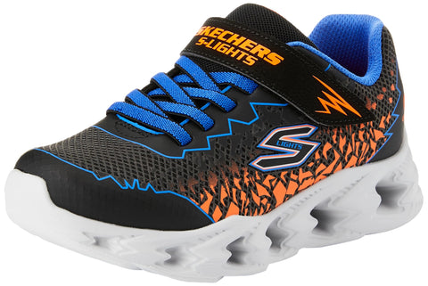 Skechers Vortex 2.0-ZORENTO Sneaker, Black/Blue/Orange, 11.5 US Unisex Little Kid