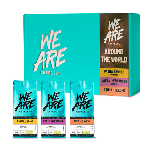 Coffee Ground Coffee Gift Set, 3 x 227g Around the World Espresso Ground Coffee, Chocolate Nuts & Fruits Notes, 100% Arabica, Light Medium & Dark Roast Speciality Coffee (We Are Coffee Co)