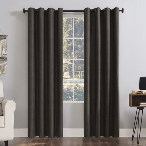 Sun Zero Columbia 2-Pack Thermal Energy Saving 100% Blackout Grommet Curtain Panel Pair, 50" x 108", Walnut Brown
