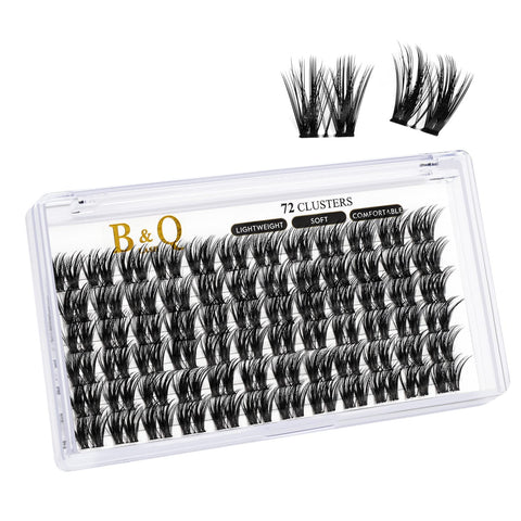 Lash Clusters D Curl 14mm DIY Eyelash Extensions 144 Clusters Lashes B&Q Eyelash Clusters Wispy Volume Cluster Eyelash Extensions Individual Lashes Cluster DIY at Home (B50,D-14mm)