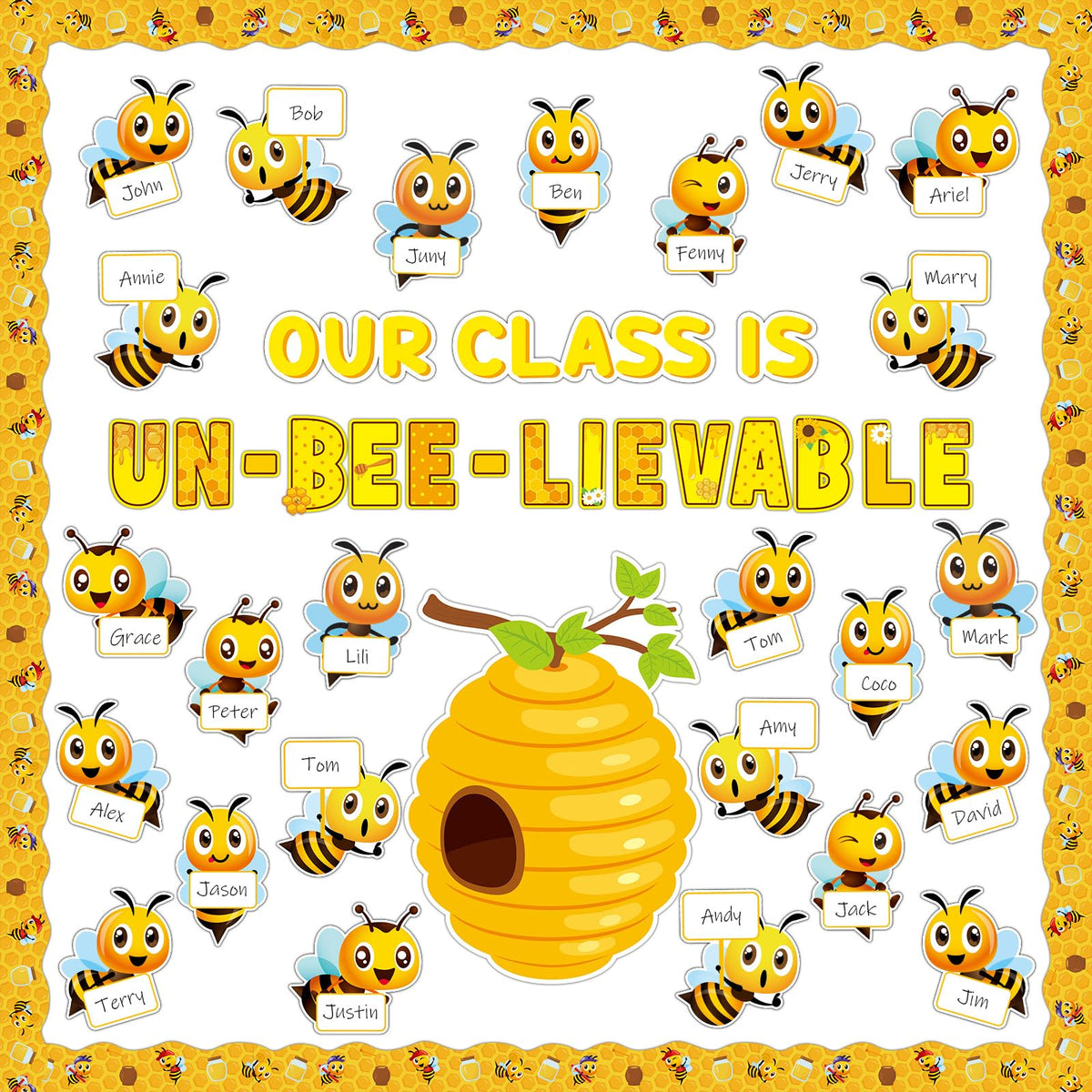 gisgfim Bee Bulletin Board Decoration Set Summer Spring Bee Sunflowers Borders Cutouts Decor for School Classroom Teacher Students Door Welcome Bulletin Board Craft Wall(Our Class is UN-BEE-LIEVABLE)