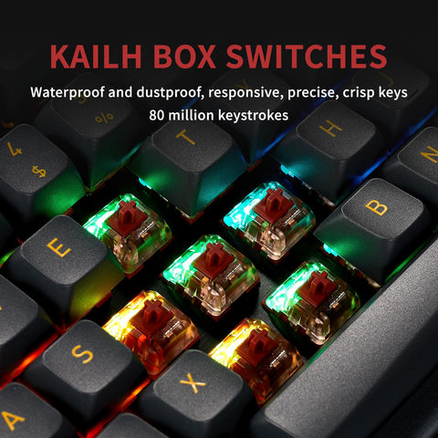 Hexgears I3 Mechanical Keyboard Kailh Box Switch RGB LED Backlit 87 Key Computer Keyboard with PBT Keycaps, Hot-swappable, Type-C Cable for Windows/Mac OS/Android
