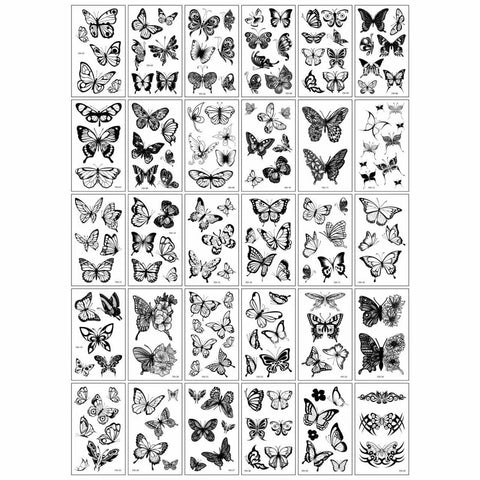 Black Butterfly Tattoo Sticker Sexy Female Simulation Durable Small Fresh Ins Style Scar Cover Sticker