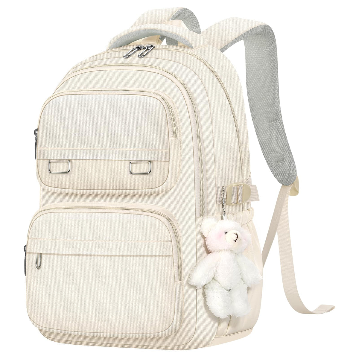 KBTYE School Backpack for Kids Girls Cute Travel Backapck for College Women Men Casual Laptop Bookbag for Teen Student(Beige)