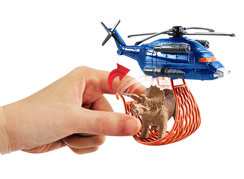 MATCHBOX JURASSIC WORLD DINO TRANSPORTERS TRICERA-COPTER Vehicle and figure