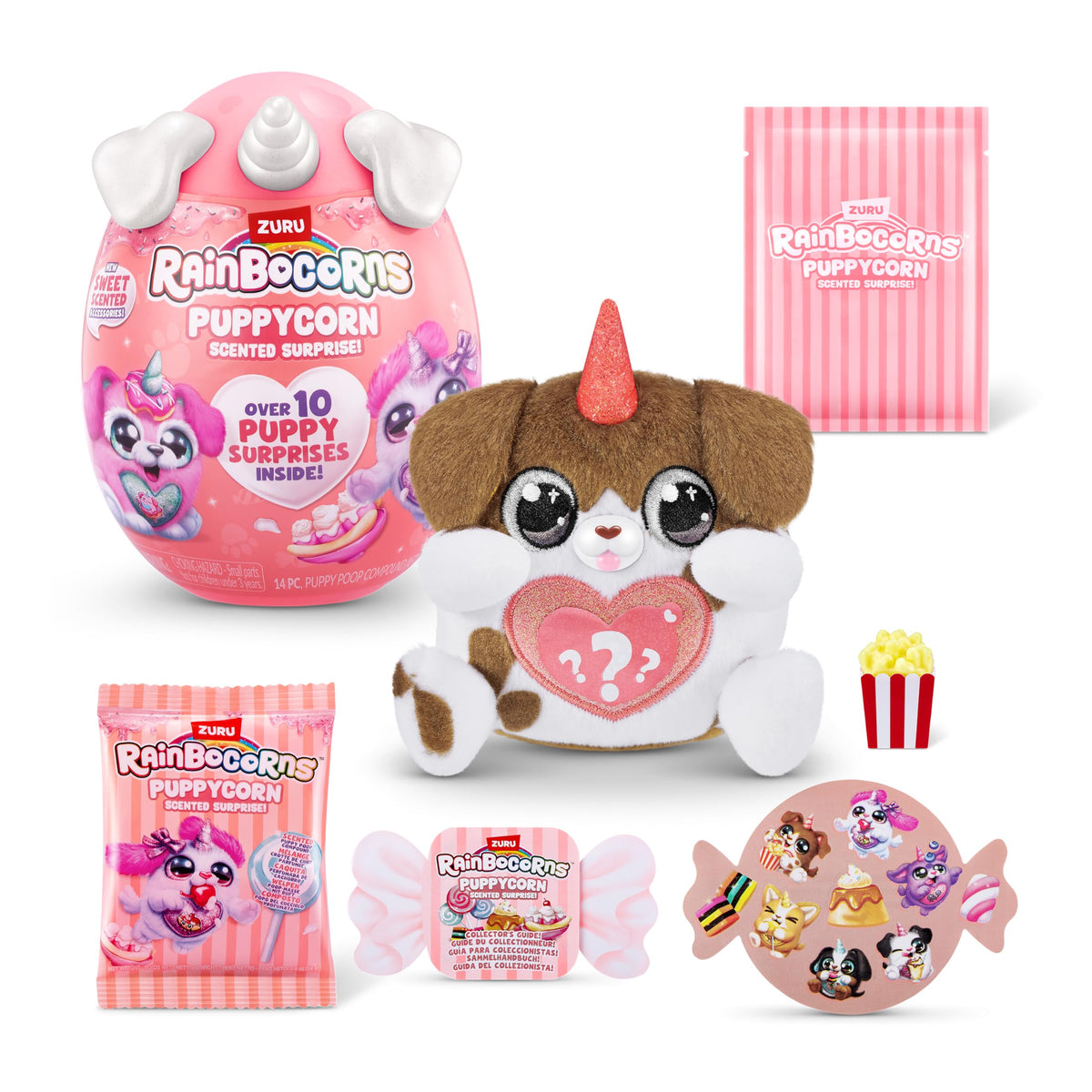 Rainbocorns Puppycorn Brown Dalmatian Scent Surprise - Surprise Unboxing Soft Toy, Scented Puppy Plush for Girls by ZURU