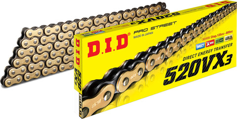 Did Chain 520VX3G120FB 520 VX3 Pro-Street X-Ring V Series Chain - 120 Links - Gold-Black
