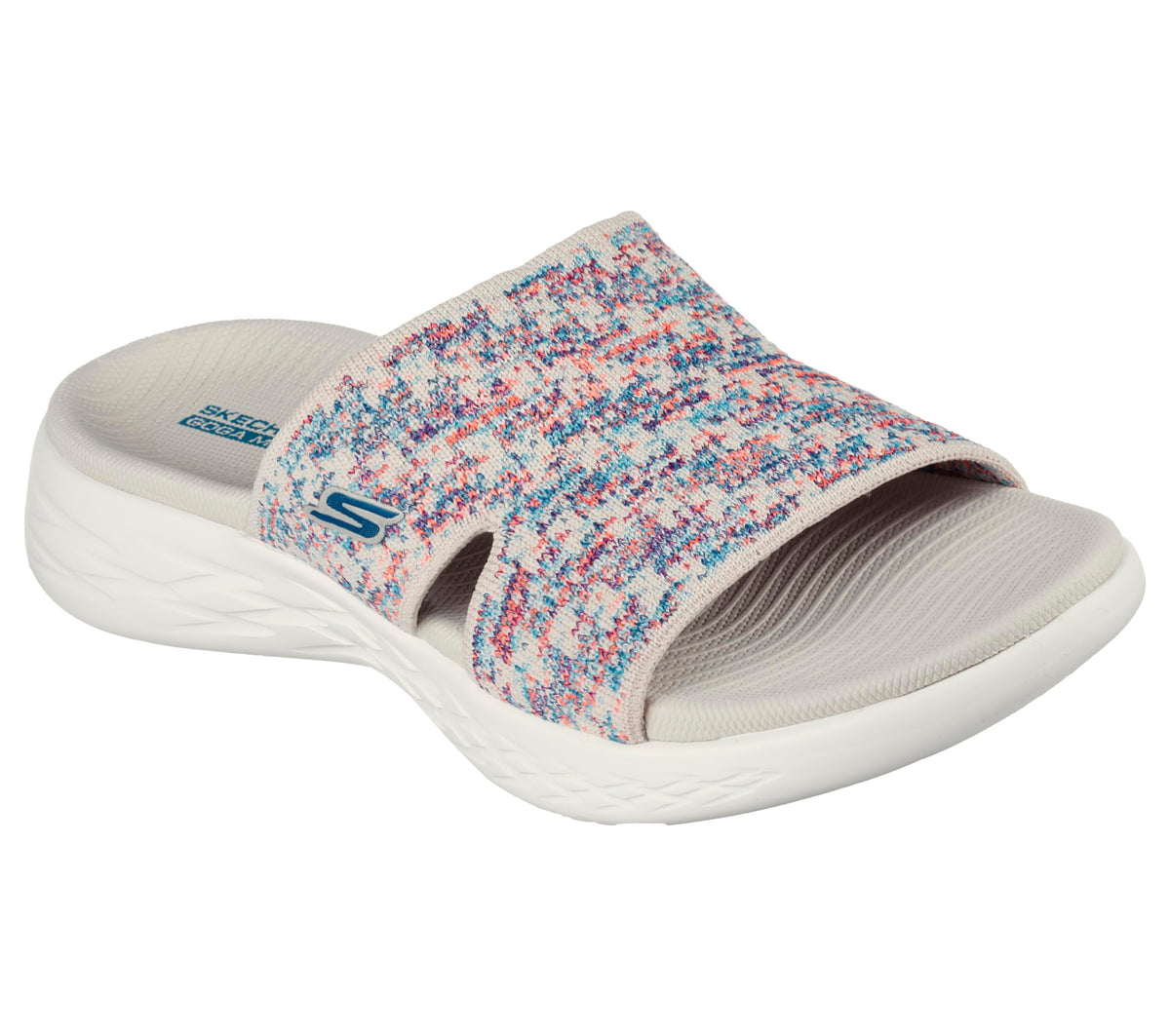 Skechers Women's Slide Sandal, Natural/Multi, 5
