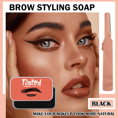 Eyebrow Soap,Eyebrow Styling Soap Tinting Kit,Waterproof Long Lasting Smudge Proof Tinted Brow Soap,3D Feathery Natural Eyebrow Wax Brow Shaping Gel?Black?
