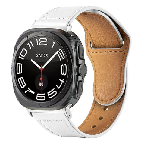 GIOPUEY Strap Compatible with Samsung Galaxy Watch Ultra 47mm, genuine leather Watch Strap, Strap Replacement [Wear-resistant] [breathable] - White
