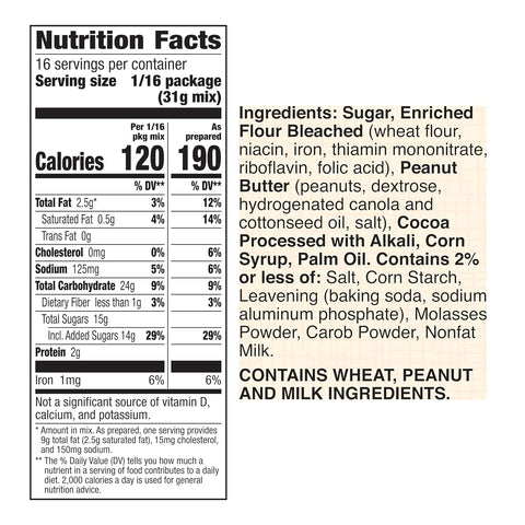 Betty Crocker Delights Peanut Butter Cookie Brownie Bar Mix, 17.2 oz. (Pack of 8)