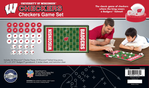 MasterPieces Family Game - NCAA Wisconsin Badgers Checkers - Officially Licensed Board Game for Kids & Adults