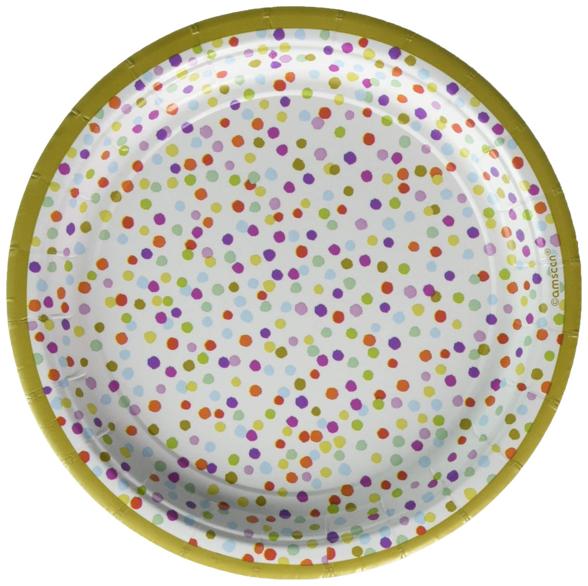 Amscan Confetti Metallic Round Plates - 7" - Multicolor - Pack of 18