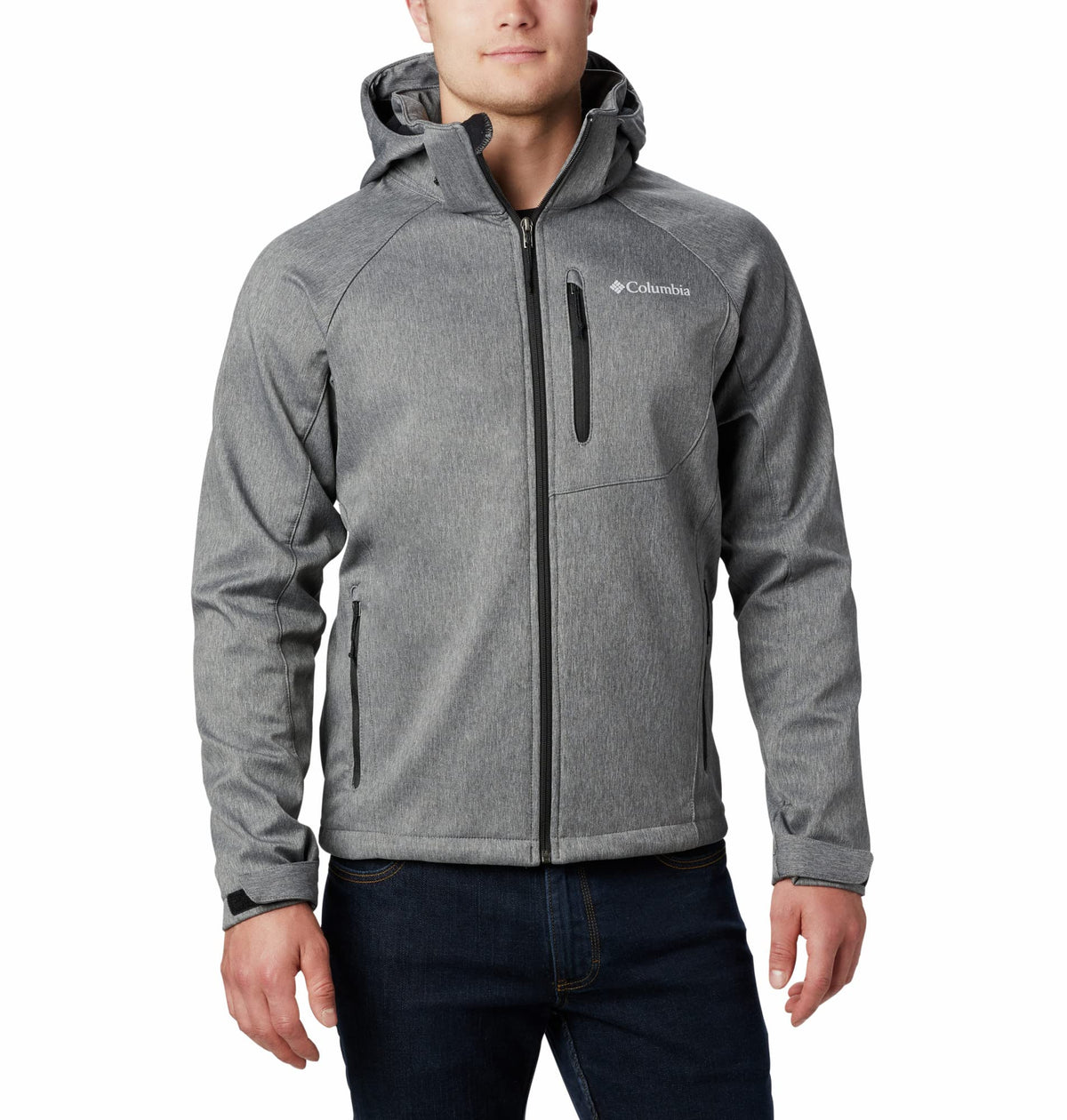 Columbia Men's Cascade Ridge Softshell, Softshell Jacket, Charcoal Heather, Size L