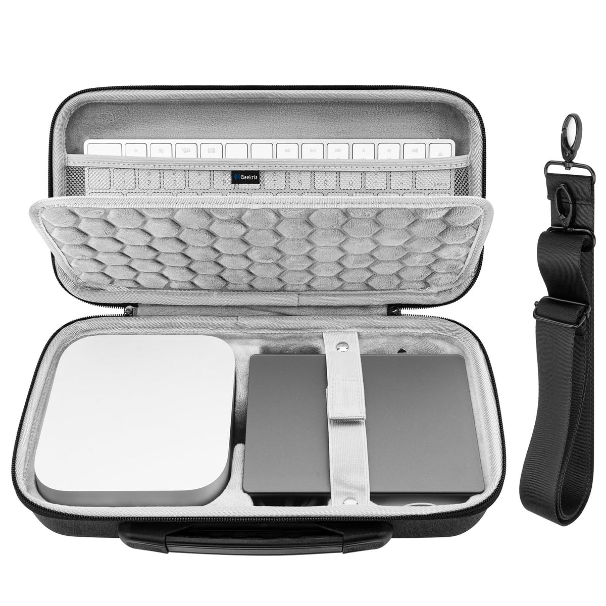Geekria Hard Travel Case, Compatible with Apple 2024 Mac Mini Desktop Computer, 2024 Mac Mini M4 / 2024 Mac Mini M4 Pro Case, Fit for Magic Keyboard, Magic Mouse and Magic Trackpad and Accessories