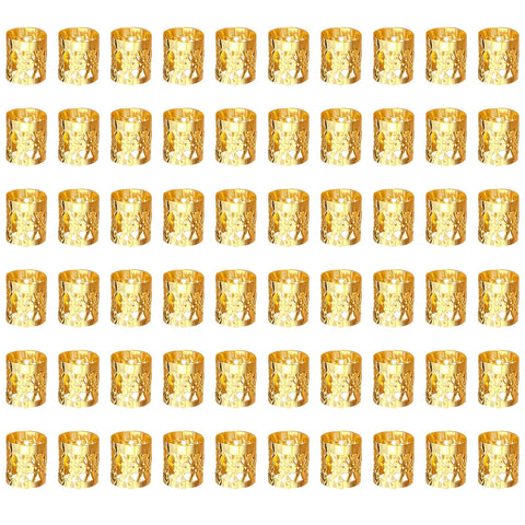 AWAVM 60PCS Wig Accessories, Dirty Braid Hair Extension Ring, Hollow Braid Decorative Ring Buckle, Hair Accessories (Gold)