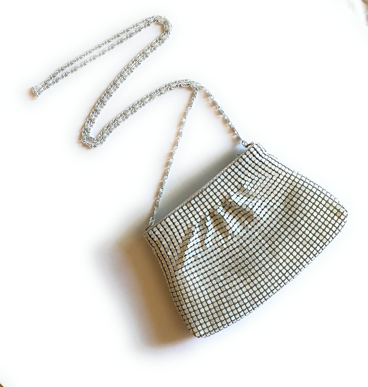 Frewahmesh Women's Evening Clutches Metal Mesh Party Purse Bag, White, S