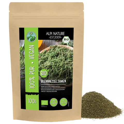 Organic Nettle Seeds 100g 3.5 oz by Alpi Nature, Dried Rubbed Nettle Seed Pods for Tea, Urtica dioica