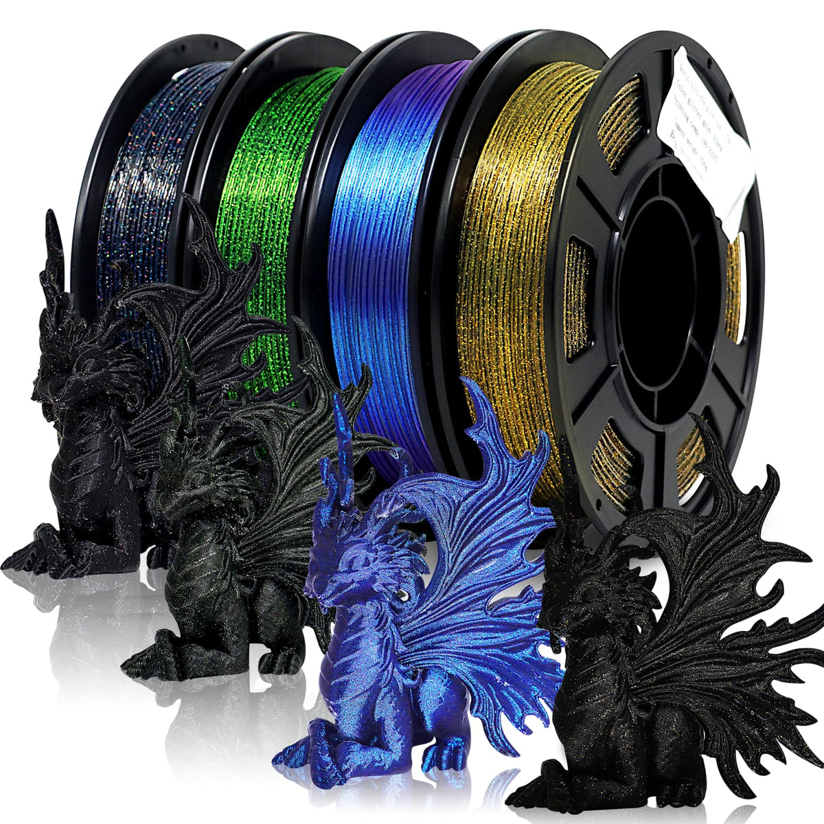 Eono 3D Printer Filament PLA Filament 1.75mm Multicolor Mixed 3D Printing Filament 250g*4 Sample Pack.