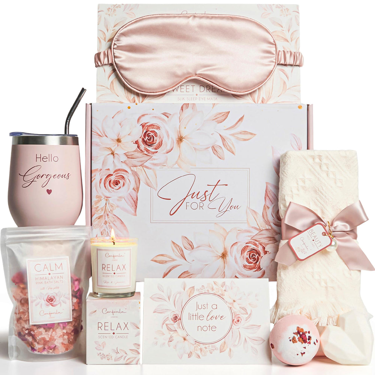Pamper Gifts for Women, Birthday Gifts for Women, Relaxation SPA Gift Bath Sets, Self Care Gifts for Women, 9 Unique Gifts for Her Mum, Sister, Best Friend with Bath Bomb, Scented Candle, Bath Salts