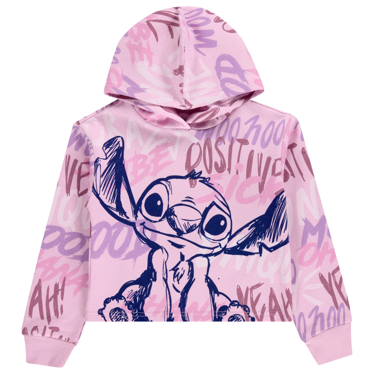 DISNEY Lilo & Stitch Girls Hoodie - Stitch Skimmer Pull Over Hoodie- Little and Big Girl Sizes 4-16 Light Pink