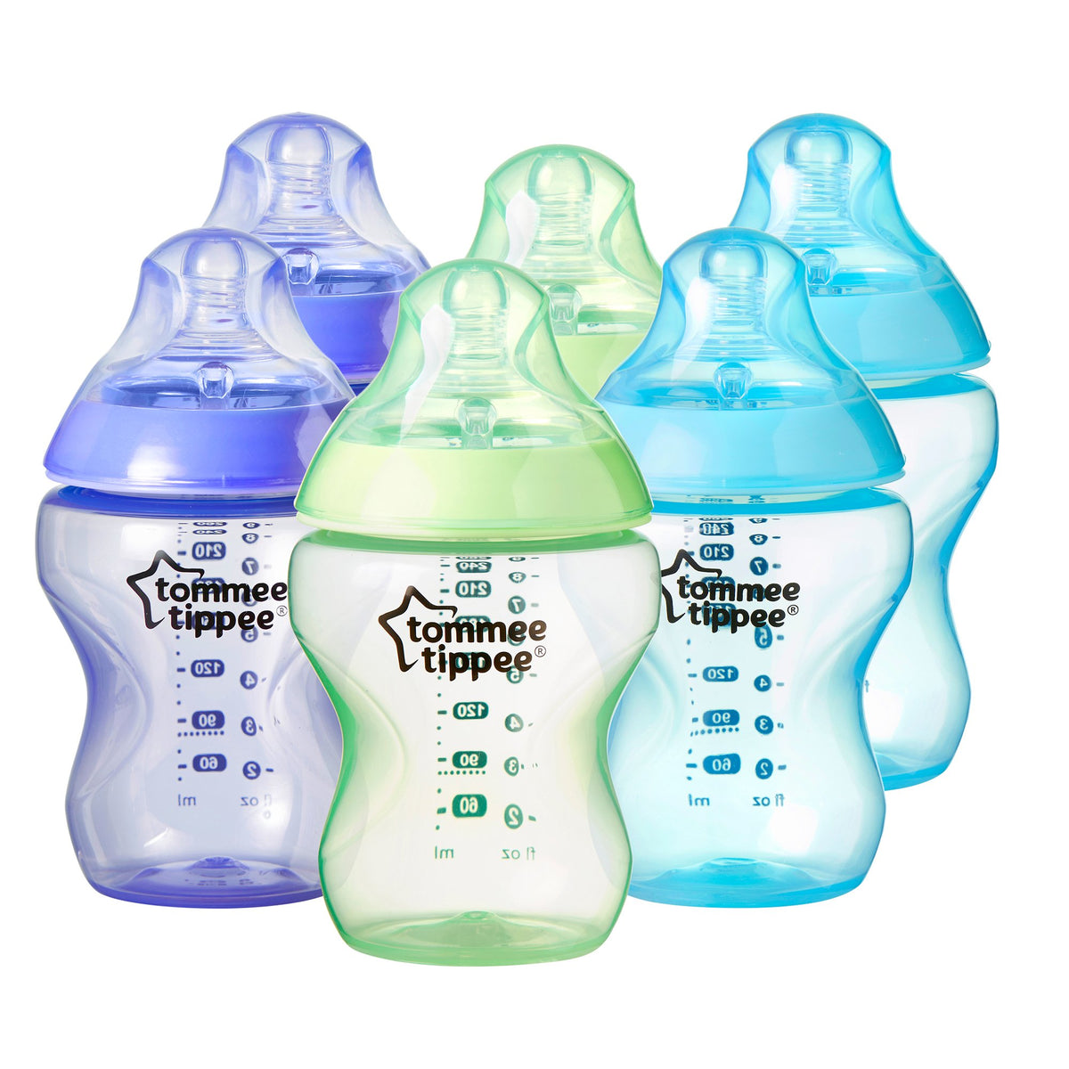 Tommee Tippee Colour My World Feeding Baby Bottles, 260 ml, 6 Count