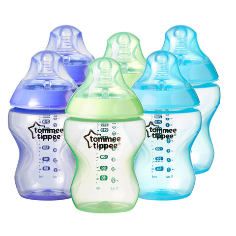 Tommee Tippee Colour My World Feeding Baby Bottles, 260 ml, 6 Count