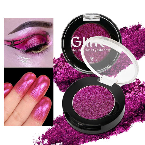 BEUSELF Purple Glitter Eyeshadow, Highly Pigmented Sparkling Metallic Eyeshadow Long Lasting Bright Duochrome Eye Shadow, Bright Rose Pink Purple Holographic Eyeshadow for Women, 100% Vegan Talc Free