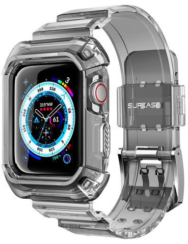 i-Blason SUPCASE Unicorn Beetle Pro Rugged Protective Cover with Strap for 44/45 mm Apple Watch (2018/2019/2020/2021/2022 Release), Clear