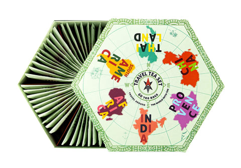 ACORUS | Travel Tea Set - Round-the-world | 6 Flavors Herbal and Fruit Tea Box | Trip of Your Dreams with Selection of Teas You Have Never Tasted Before | Large Selection Tea Gift Set - 60 Tea Bags