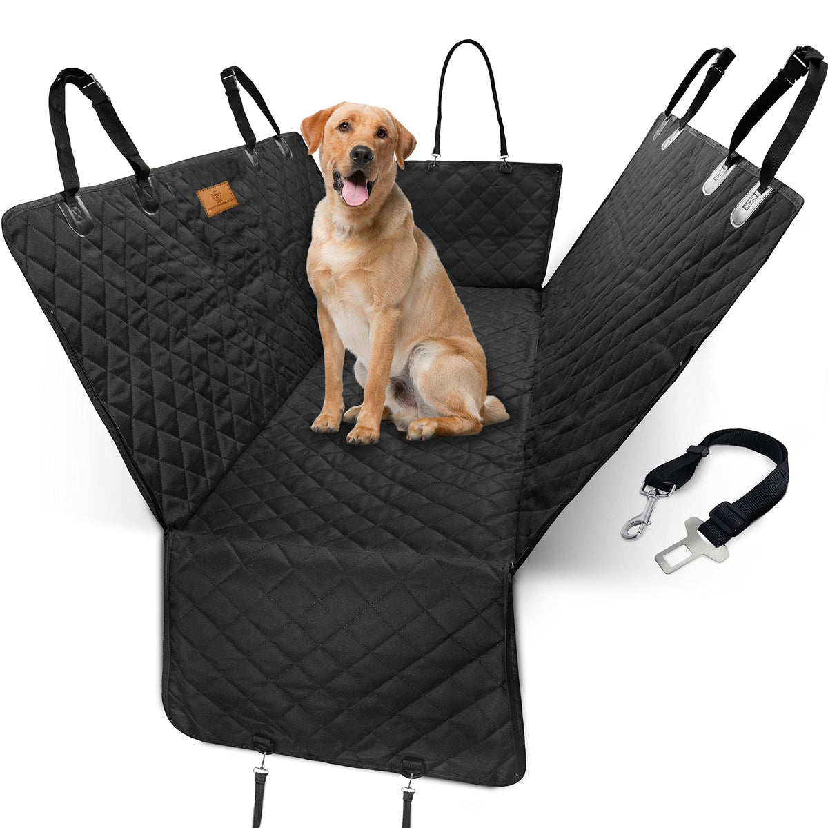AMZPET 3-in-1 Dog Car Seat Cover | Dog Hammock for Car Back Seat | Car Boot Liners for Dogs | Waterproof | Heavy Duty | Scratch Proof & NonSlip | Universal Car Seat Cover for Dogs (56x45x137x48 cm)