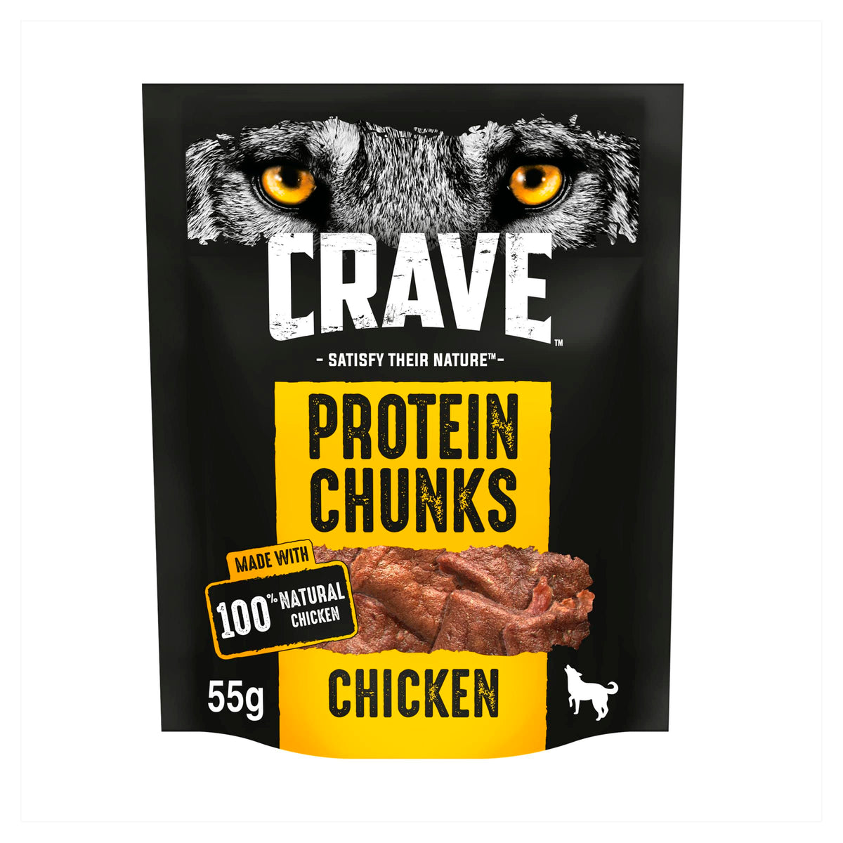 Crave Protein Chunks 6 x 55 g Snacks, Dog Treats Chicken with high Protein, Grain-free