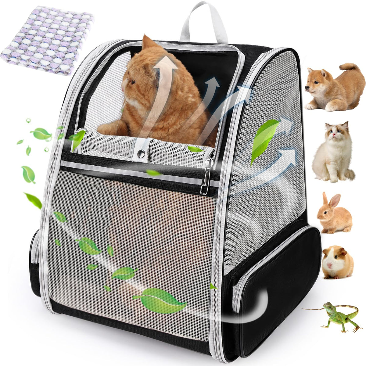 LOLLIMEOW Pet Carrier Backpack for Dogs and Cats,Puppies,Fully Ventilated Mesh,Airline Approved,Designed for Travel, Hiking, Walking & Outdoor Use