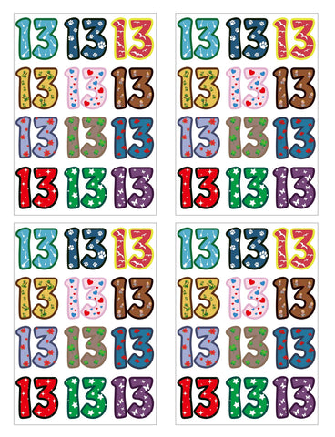 48 Pcs Number Patterned 13 Temporary Tattoos for Women and Men - Large Fake Tattoo Stickers for Hand, Neck, and Body
