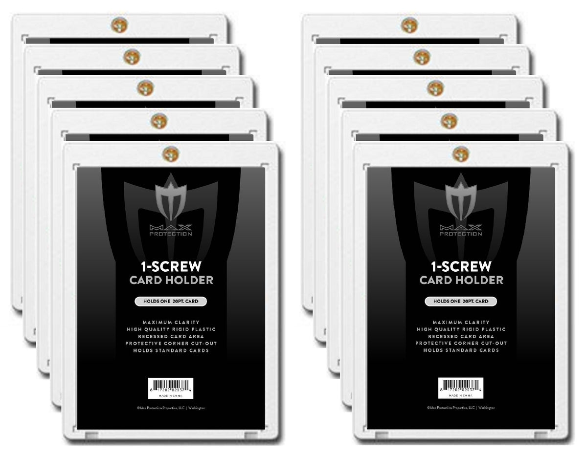 (10) Max Pro 1 Screw Card Holder - 20 Pt. Standard Card Screwdown - Baseball, Football, Basketball, Hockey, Golf, Single Sports Cards Sportcards Card Collecting Supplies