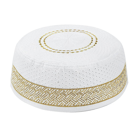 YJZQ Male Muslim Prayer Hat Men's Islam Hat Embroidery Muslim Hat Prayer Hat Turkish Arabia Traditional Head Cap for Men, Yellow 1, One Size