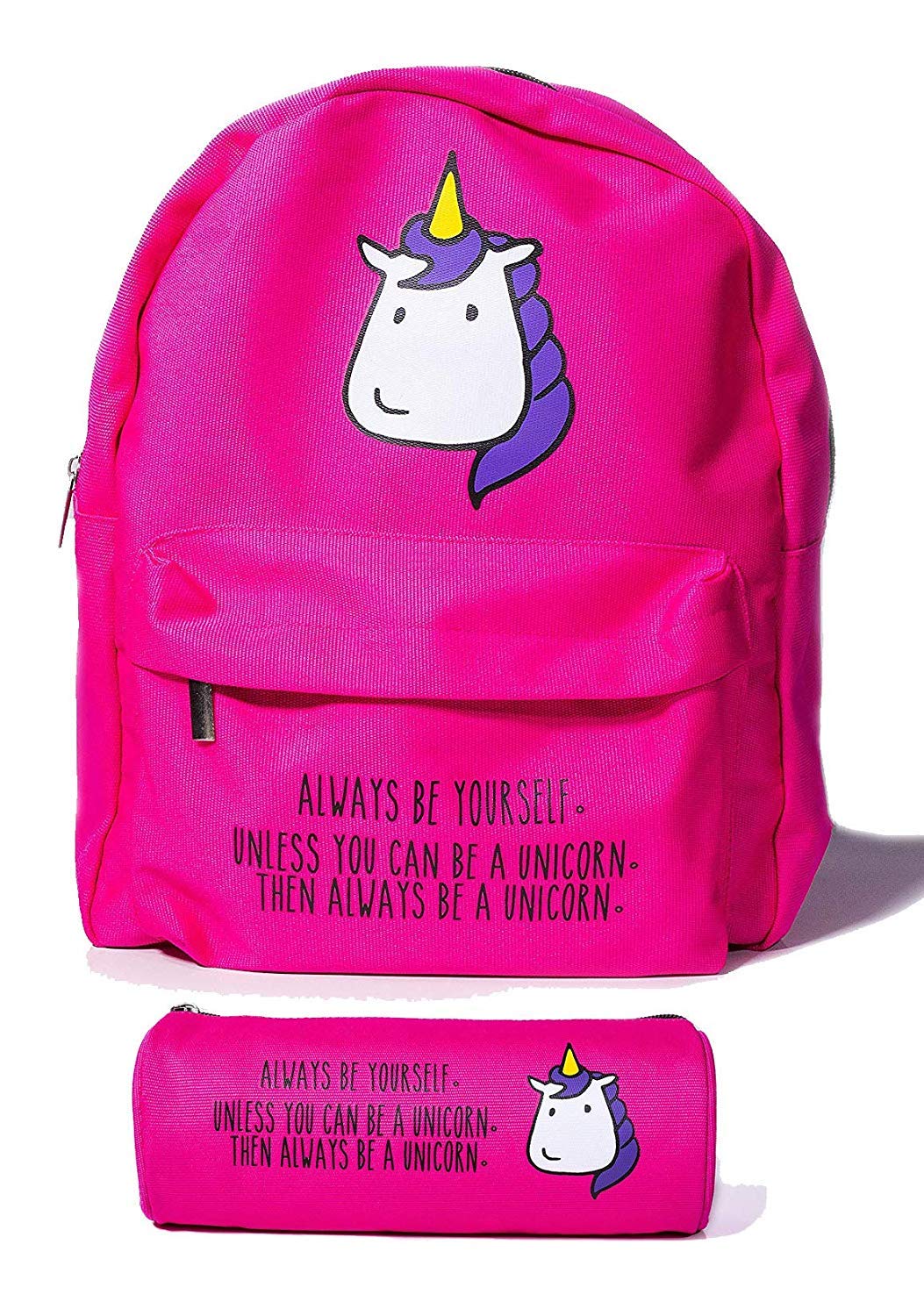 Bubblegum Cases Mini Unicorn Backpack for Women Cute Small School Bag for Girls in Pink or Yellow - Lightweight Canvas Perfect for Teens Kids and Toddlers