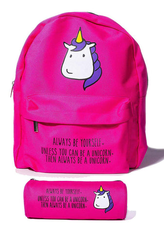 Bubblegum Cases Mini Unicorn Backpack for Women Cute Small School Bag for Girls in Pink or Yellow - Lightweight Canvas Perfect for Teens Kids and Toddlers