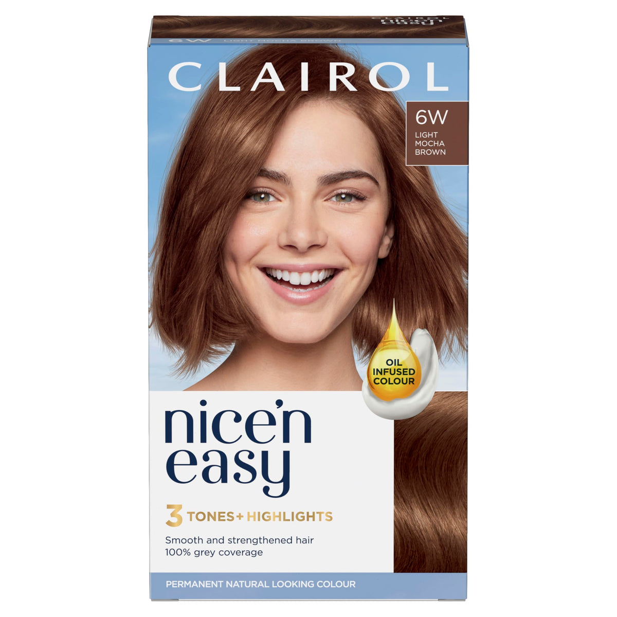 Clairol Clairol Nice'n Easy CrÃƒÆ’Ã†â€™Ãƒâ€šÃ‚Â¨me, Natural Looking Oil Infused Permanent Hair Dye, 6W Light Mocha Brown