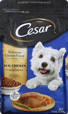 Cesar Rotisserie Chicken Flavor Dry Dog Food With Spring Vegetables Garnish, Small Breed, 5 Lb