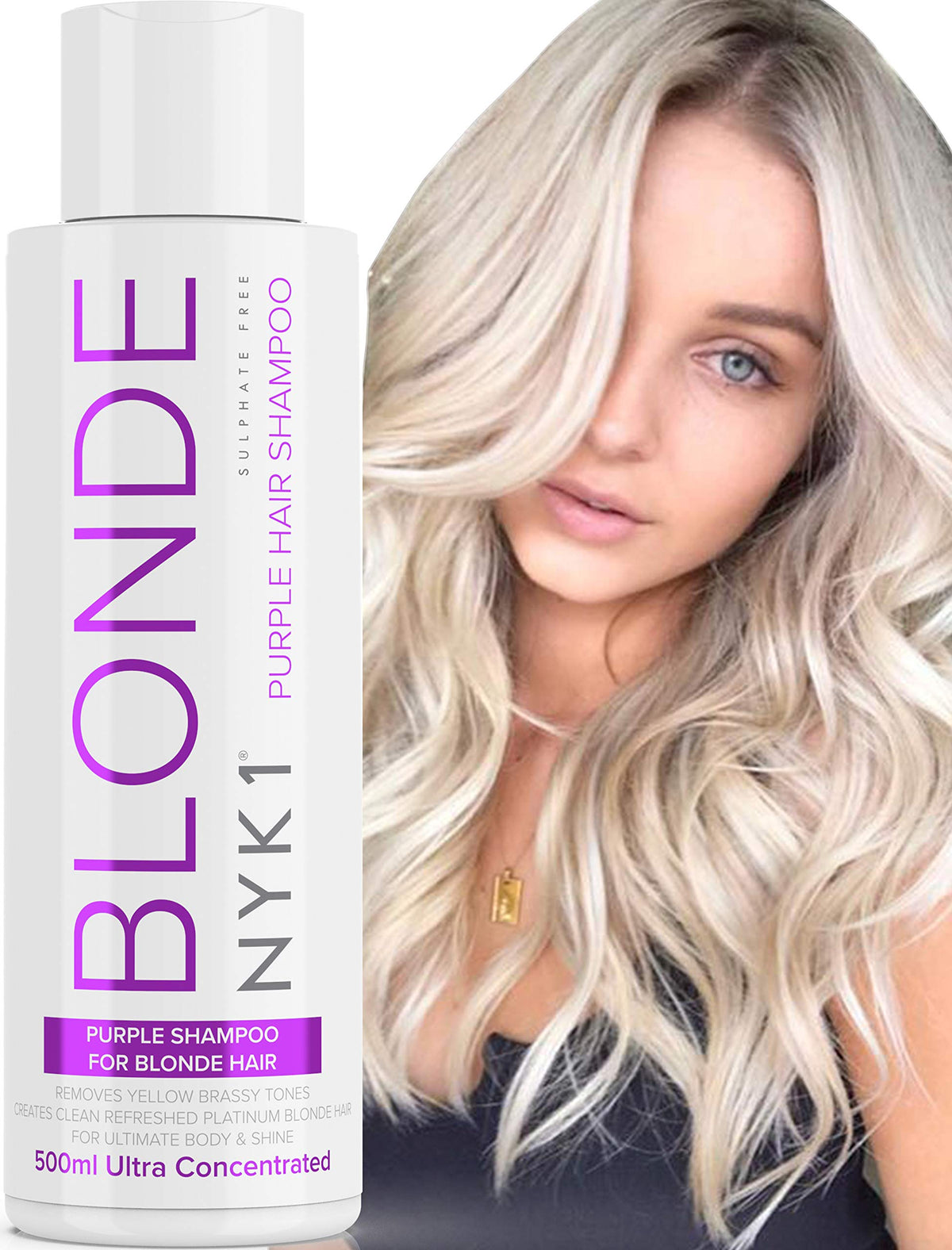 NYK1 500ml Purple Shampoo For Blonde, Grey Hair, SULFATE FREE, For Brassy Hair