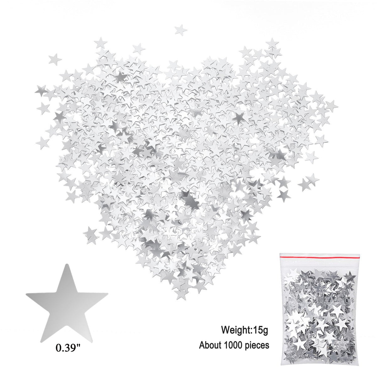 Konsait Hanging Swirl Silver Decorations(30 Counts) Silver Star Table Confetti(15 Gram), Silver Hanging Party Supplies for Wedding Shower Birthday Party Table Decor Twinkle Twinkle Baby Shower
