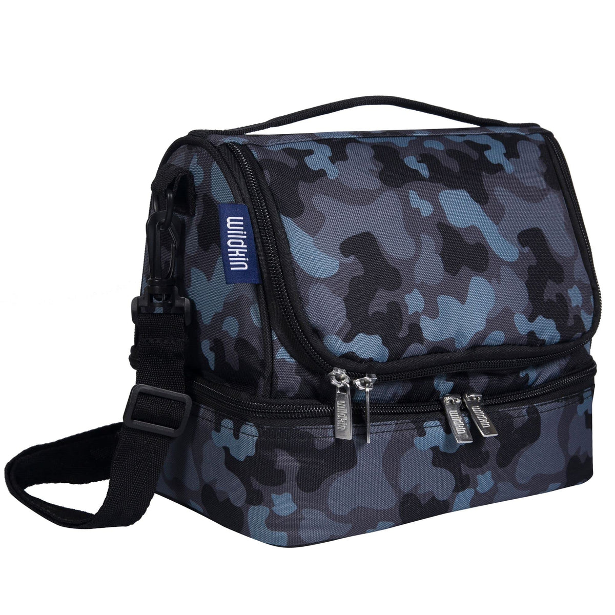 Wildkin Two Compartment Insulated Lunch Bag for Boys & Girls, Perfect Solution for Packing Hot or Cold Snacks for Kids' School and Travel, Ideal for Lunch Bag for Kids (Black Camo)