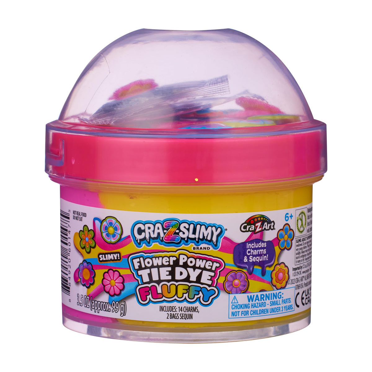CRA-Z-ART Cra Z Slimy Slimy Topper Jars Flower Power multicoloured Pre made fluffy slime with flower themed puffy charms and sequins
