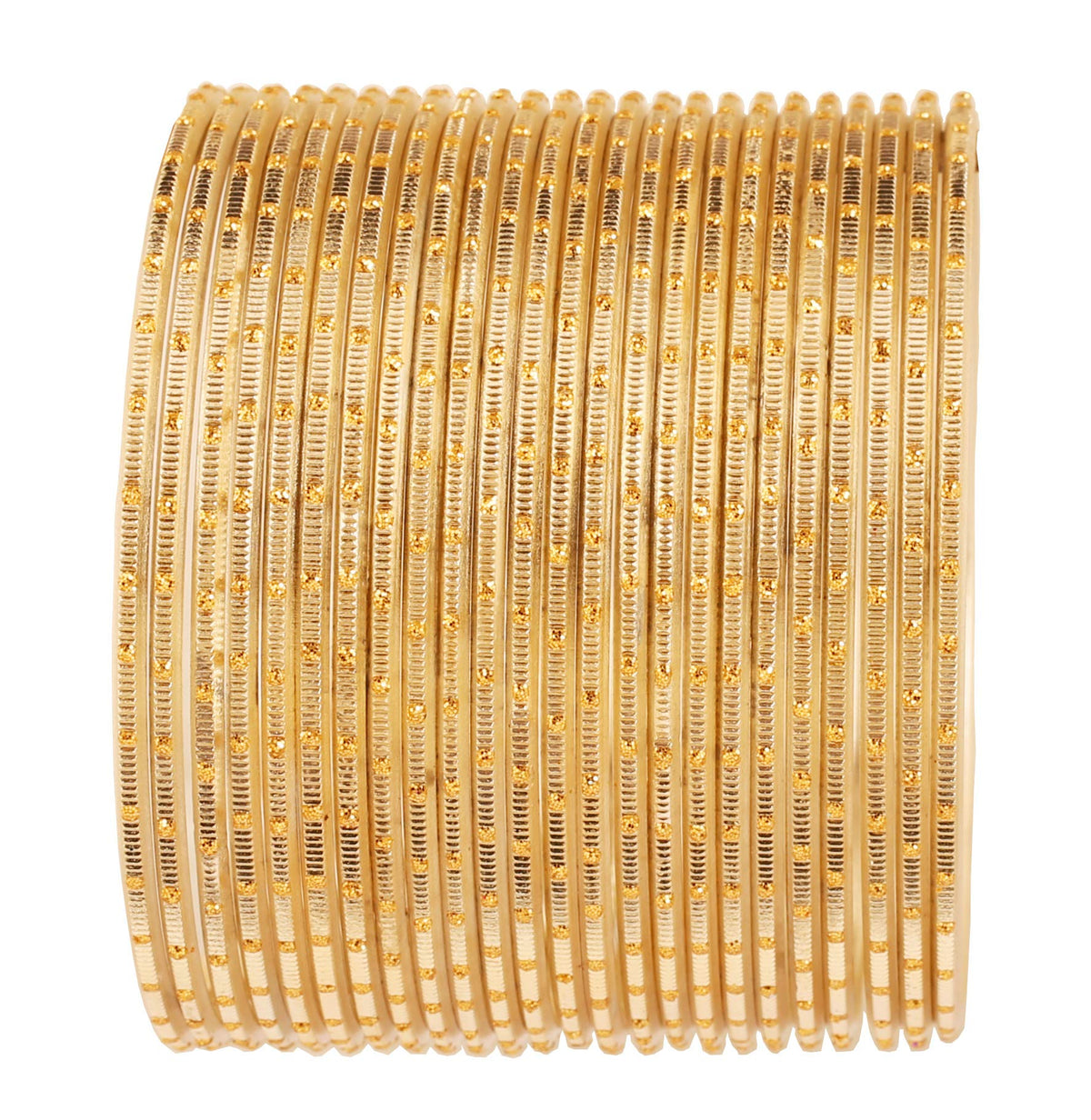 Touchstone New Colorful 2 Dozen Bangle Collection Indian Bollywood Alloy Metal Textured Cream Golden Jewelry Special Large Size Bangle Bracelets Set of 24 in Antique Gold Tone for Women