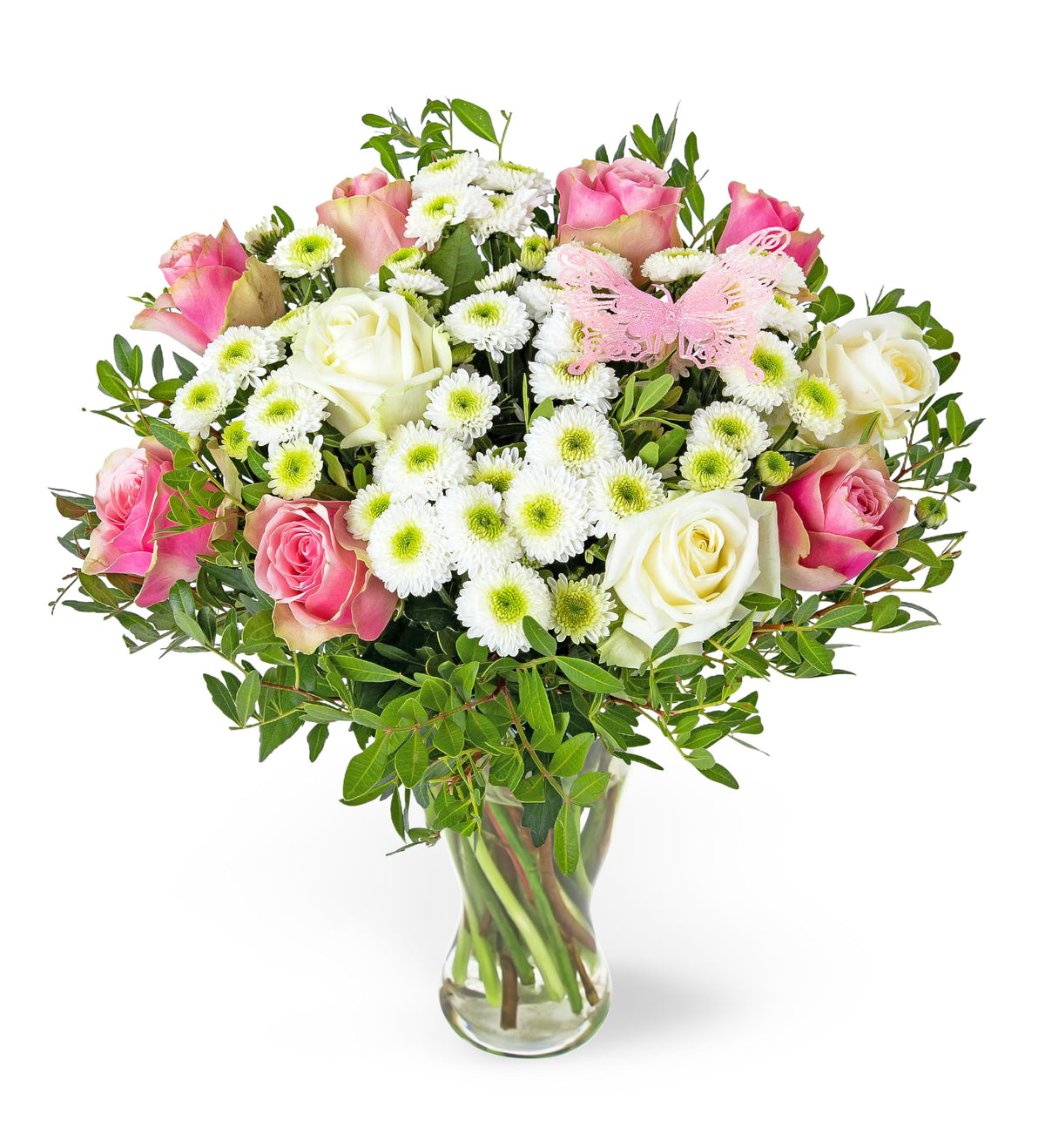 Pastel Roses -Next Day Prime Delivery - Memory Lane Roses surrounded by Belle Roses, Santini Chrysanthemums and Pistacia - A Stunning Gift for Any Occasion - Brighten someone's day with flowers.