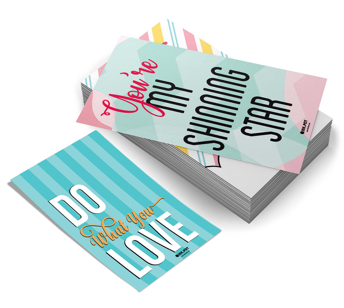 Inkdotpot Lunch Box Notes For Adults/Teens, Motivation Inspiration Affirmation Cards, Pack of 120, Unique Assorted Designs (Motivational Theme)