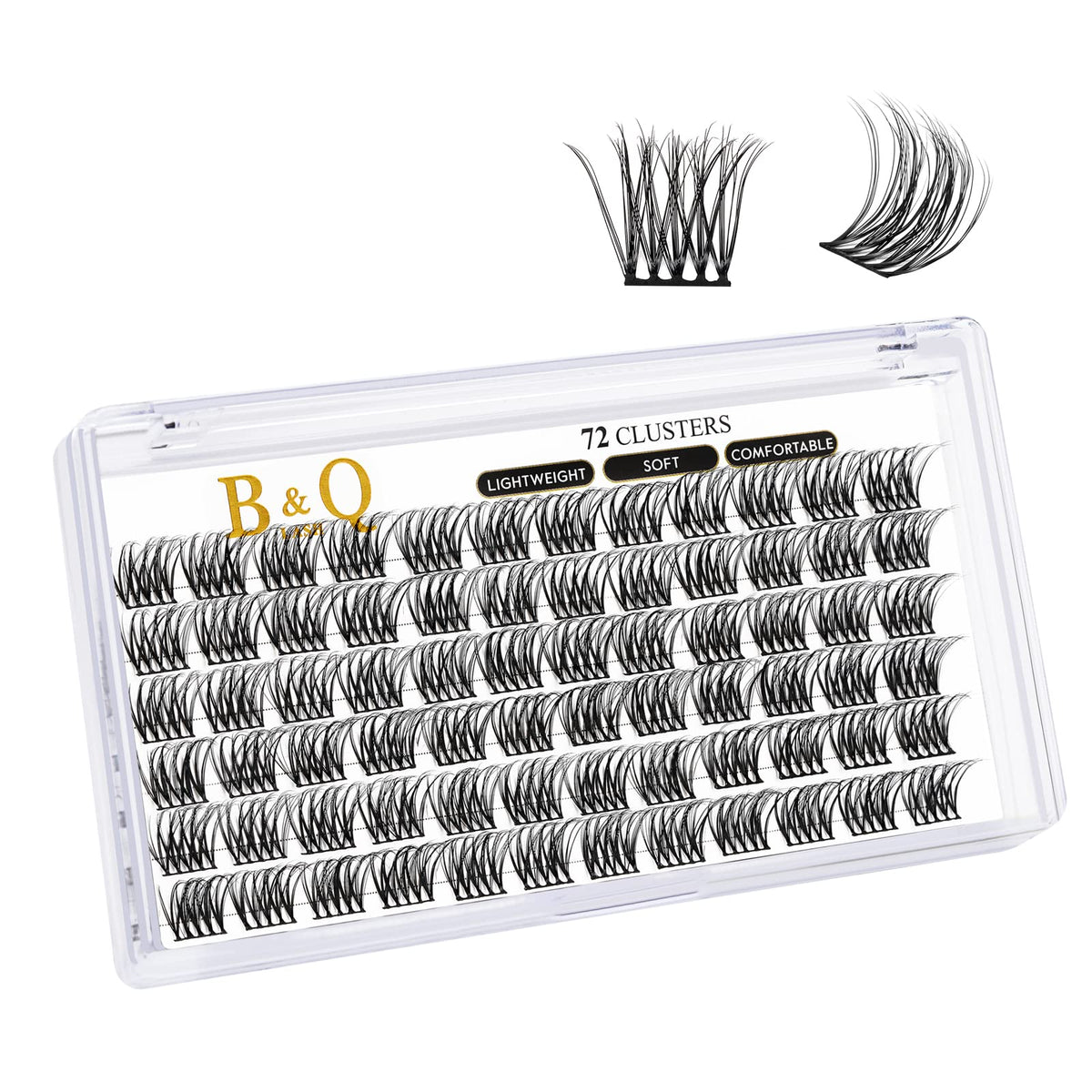 Lash Clusters B11 D Curl 12mm DIY Eyelash Extensions 72 Clusters Lashes B&Q LASH Eyelash Clusters Eyelash Extensions Volume Wispy Individual Lash Clusters at Home Lash Extensions (B11,D-12mm)